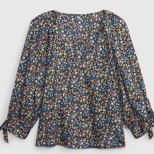 Women’s Gap Floral Balloon Sleeve V Neck Top- Size Small